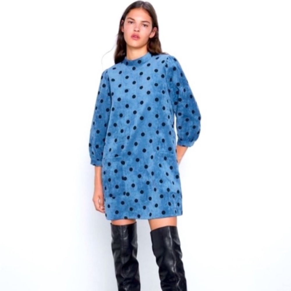 ZARA Polka Dot Corduroy Mini Dress